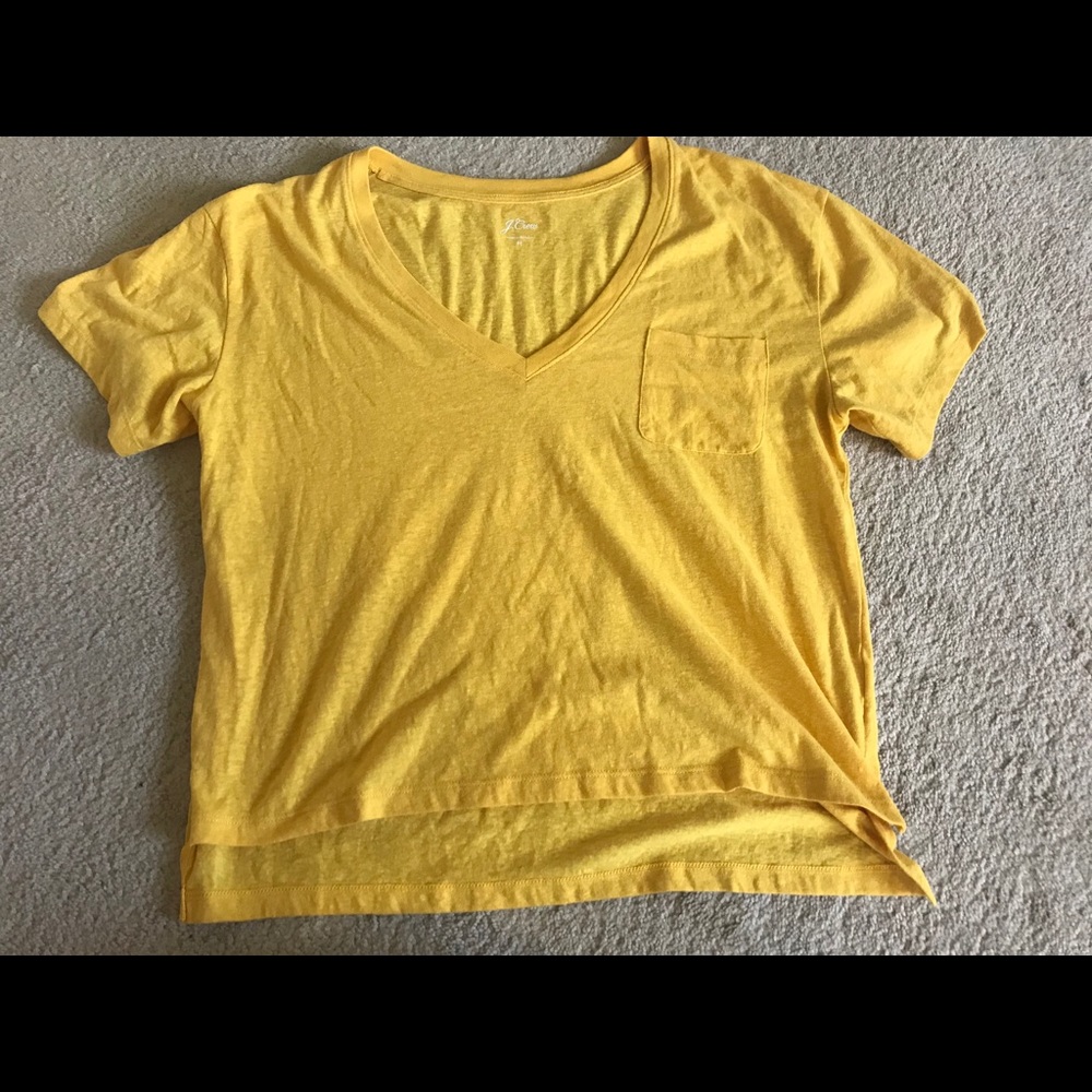 J Crew Size Medium Oversized Yellow V Neck Tee